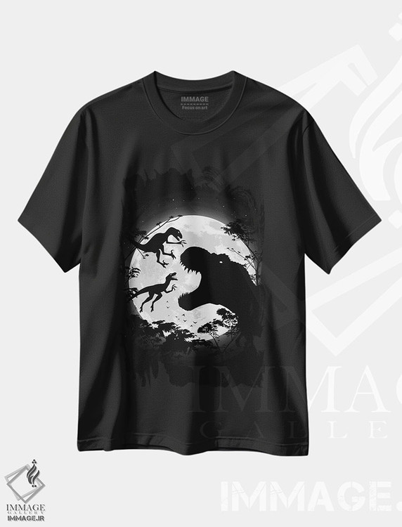 تیشرت طرح دار تی رکس در مقابل ولاسیرپتورها، هنر دیجیتال اثر آلبرتو پرز | فروشگاه ایماژ