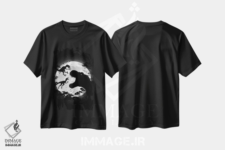 تیشرت طرح دار تی رکس در مقابل ولاسیرپتورها، هنر دیجیتال اثر آلبرتو پرز | فروشگاه ایماژ