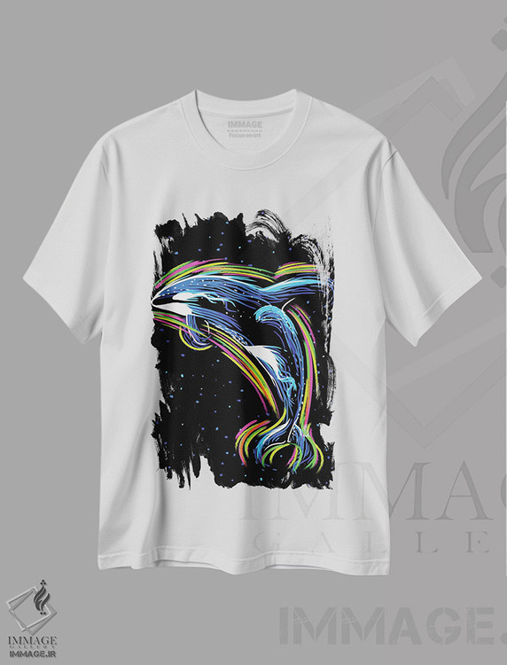 تیشرت طرح دار نهنگ قاتل با خطوط نئونی، دکوراسیون جایگزین اثر آلبرتو پرز | immage.ir