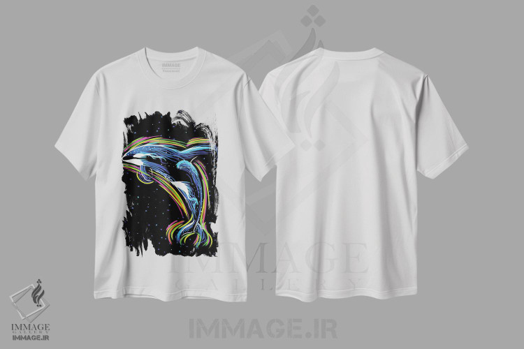 تیشرت طرح دار نهنگ قاتل با خطوط نئونی، دکوراسیون جایگزین اثر آلبرتو پرز | immage.ir