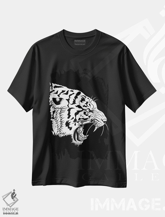 تیشرت طرح دار ببر عصبانی با جوهر هندی، هنر دیجیتال اثر آلبرتو پرز | فروشگاه ایماژ