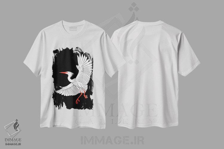 تیشرت طرح دار پرواز آرام و زیبای درنا، هنر دیجیتال اثر آلبرتو پرز | immage.ir