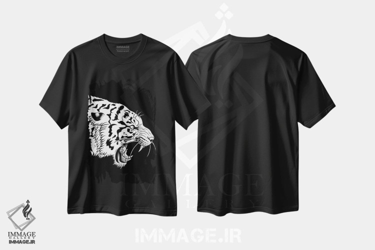 تیشرت طرح دار ببر عصبانی با جوهر هندی، هنر دیجیتال اثر آلبرتو پرز | فروشگاه ایماژ