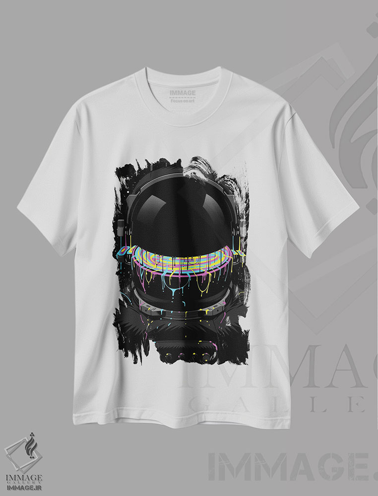 تیشرت طرح دار فضانورد با رنگ های رنگارنگ، هنر دیجیتال اثر آلبرتو پرز | immage.ir