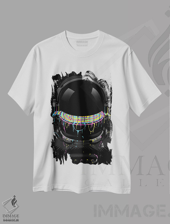 تیشرت طرح دار فضانورد با رنگ های رنگارنگ، هنر دیجیتال اثر آلبرتو پرز | immage.ir