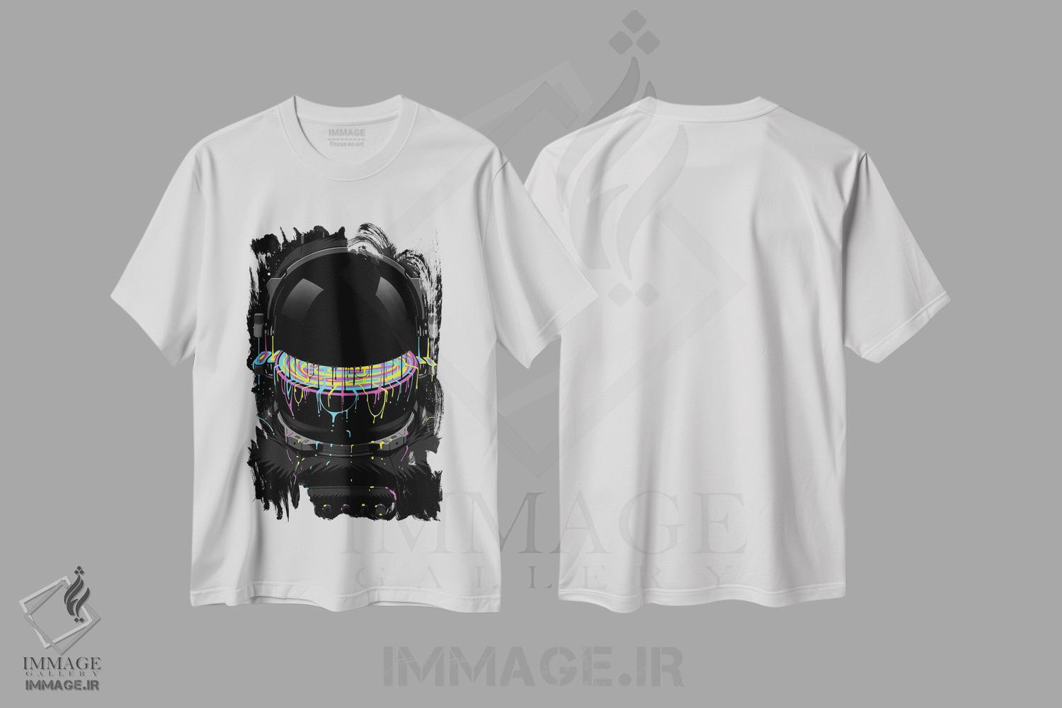 تیشرت طرح دار فضانورد با رنگ های رنگارنگ، هنر دیجیتال اثر آلبرتو پرز | immage.ir