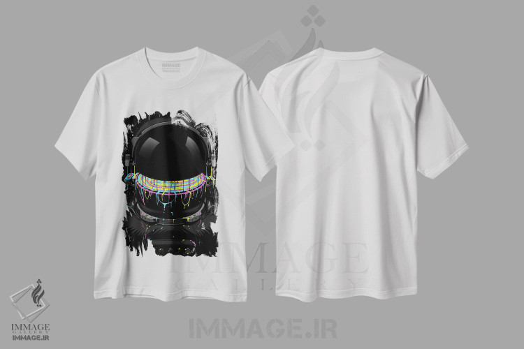 تیشرت طرح دار فضانورد با رنگ های رنگارنگ، هنر دیجیتال اثر آلبرتو پرز | immage.ir
