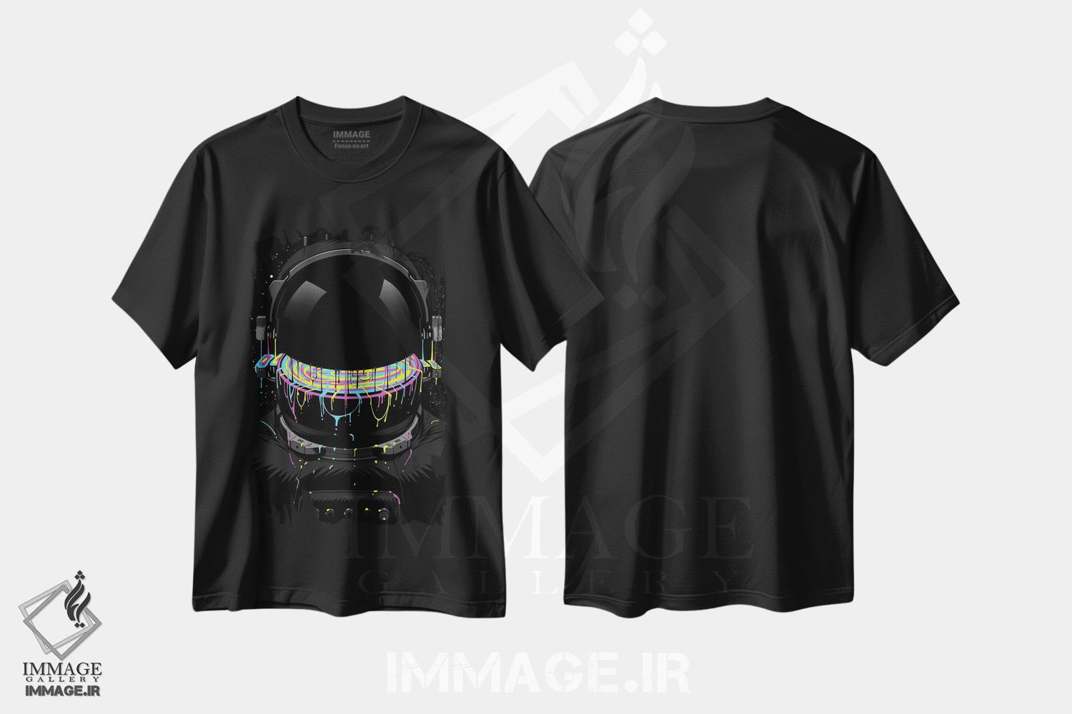 تیشرت طرح دار فضانورد با رنگ های رنگارنگ، هنر دیجیتال اثر آلبرتو پرز | فروشگاه ایماژ