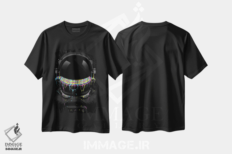 تیشرت طرح دار فضانورد با رنگ های رنگارنگ، هنر دیجیتال اثر آلبرتو پرز | فروشگاه ایماژ