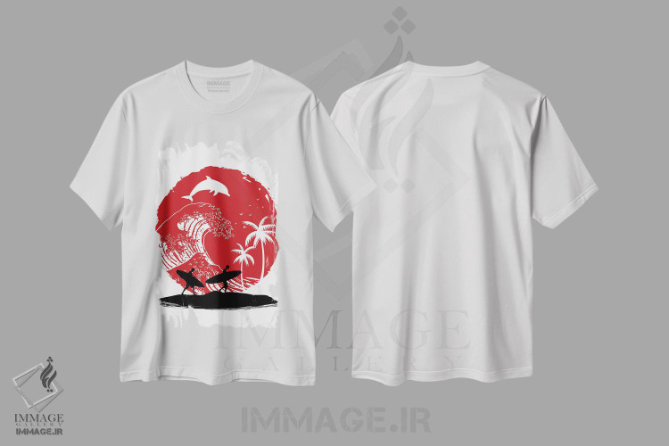تیشرت طرح دار موج سواری روی موج بزرگ، هنر دیجیتال اثر آلبرتو پرز | immage.ir