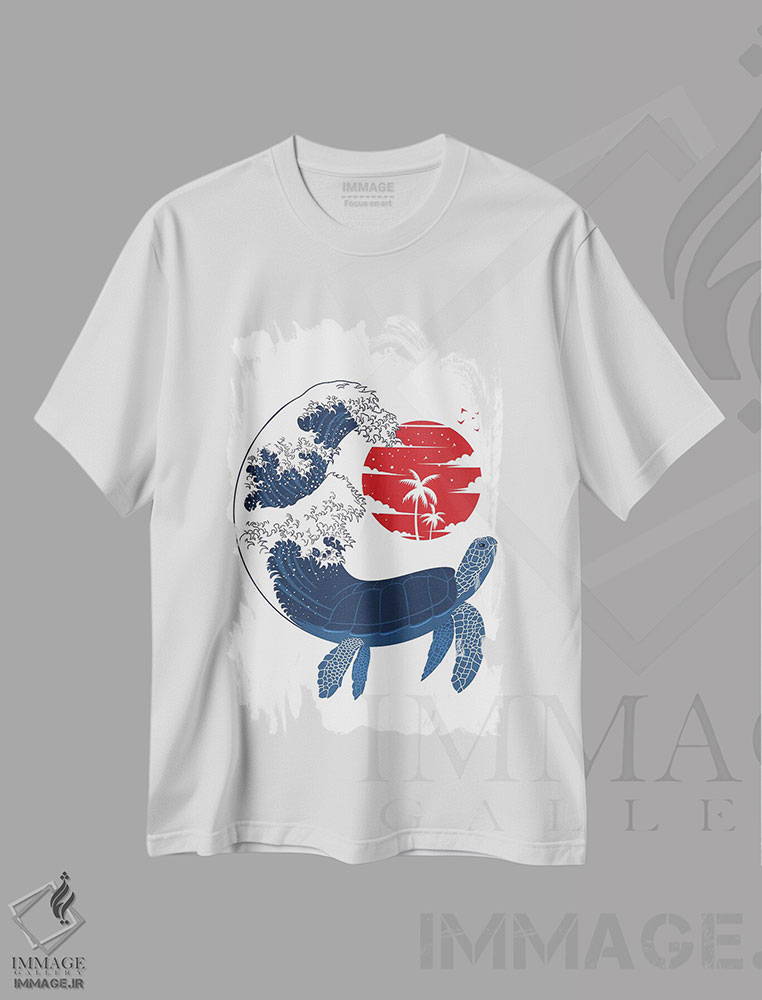 تیشرت طرح دار موج لاک پشت، دکور آسیایی اثر آلبرتو پرز | immage.ir