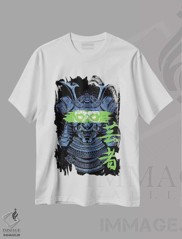 تیشرت طرح دار جنگجوی سامورایی خط خورده، هنر دیجیتال اثر آلبرتو پرز | immage.ir