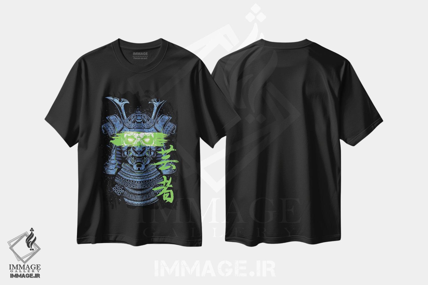 تیشرت طرح دار جنگجوی سامورایی خط خورده، هنر دیجیتال اثر آلبرتو پرز | فروشگاه ایماژ