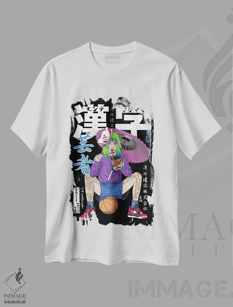 تیشرت طرح دار بسکتبال همراه رامِن، دکور آسیایی اثر آلبرتو پرز | immage.ir