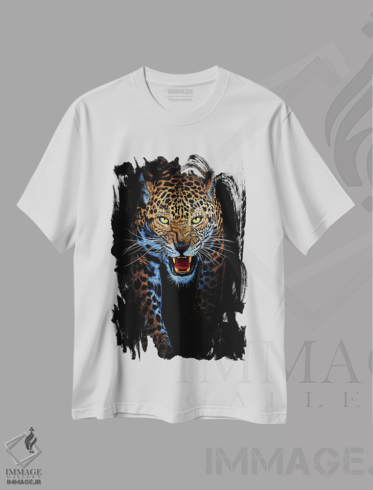 تیشرت طرح دار پلنگ در حال کمین، هنر دیجیتال اثر آلبرتو پرز | immage.ir