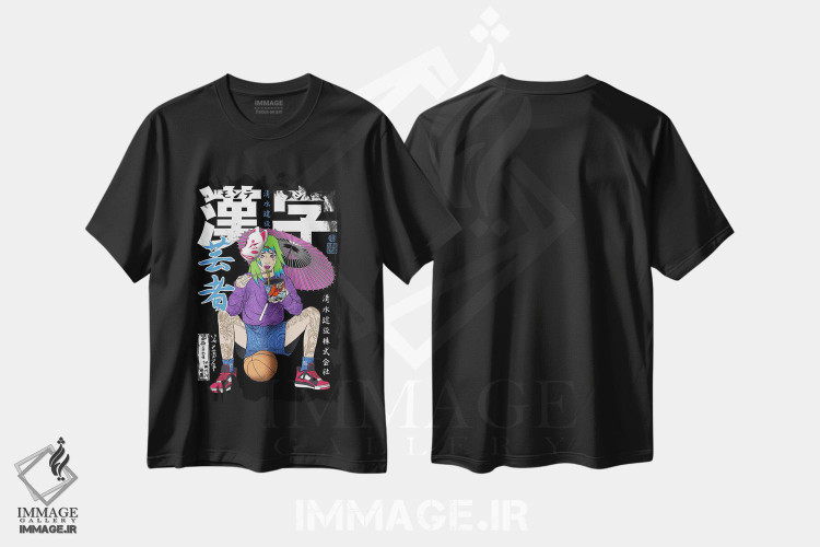 تیشرت طرح دار بسکتبال همراه رامِن، دکور آسیایی اثر آلبرتو پرز | فروشگاه ایماژ