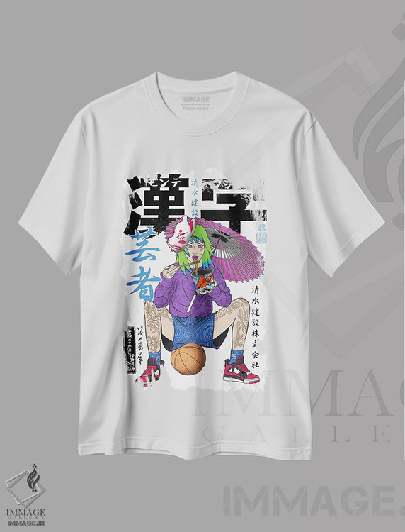 تیشرت طرح دار بازیکن بسکتبال ژاپنی در حال خوردن رامِن، دکور آسیایی اثر آلبرتو پرز | immage.ir