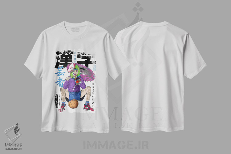 تیشرت طرح دار بازیکن بسکتبال ژاپنی در حال خوردن رامِن، دکور آسیایی اثر آلبرتو پرز | immage.ir