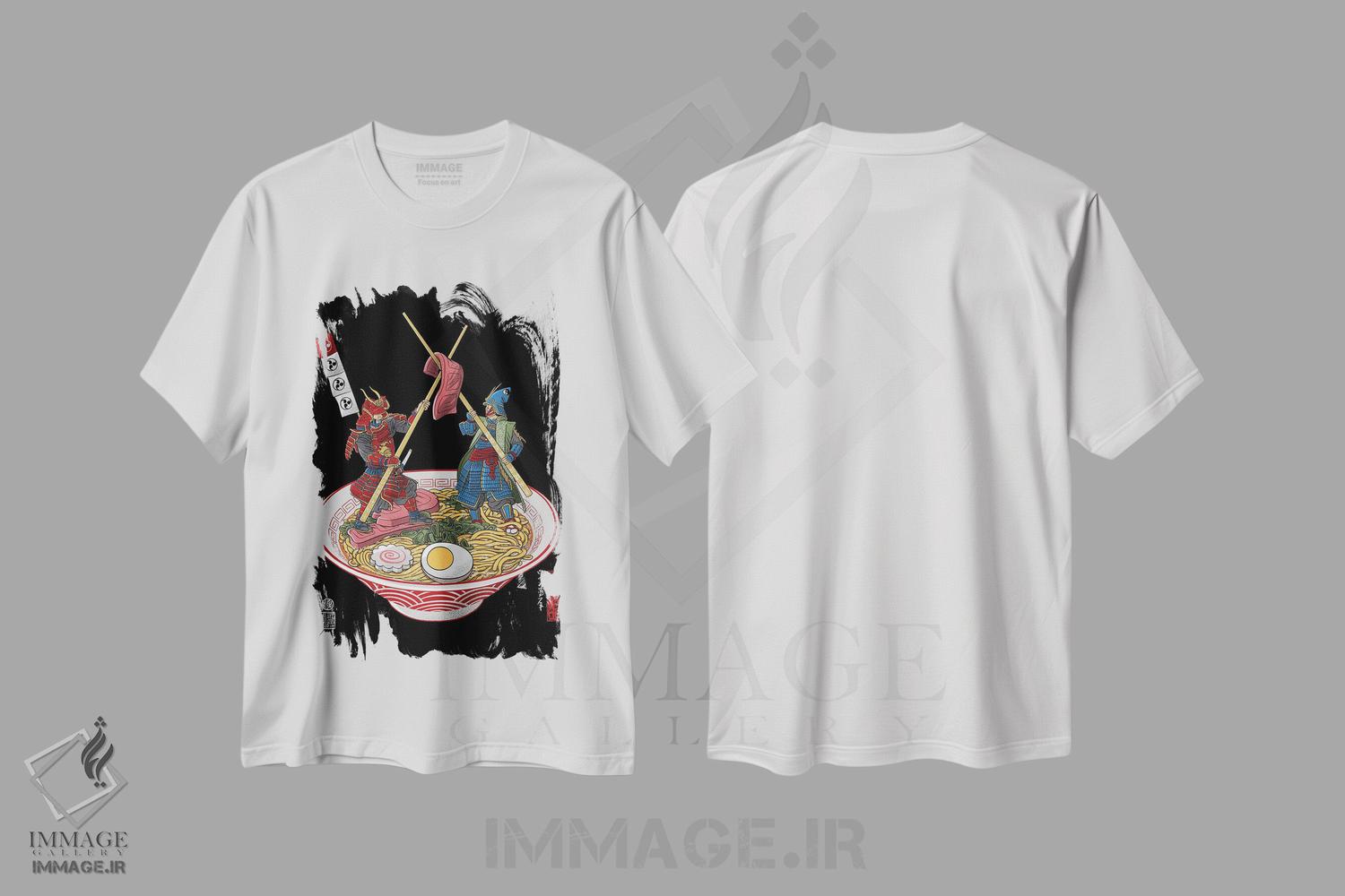 تیشرت طرح دار دوئل سامورایی بر سر رامن، هنر دیجیتال اثر آلبرتو پرز | immage.ir