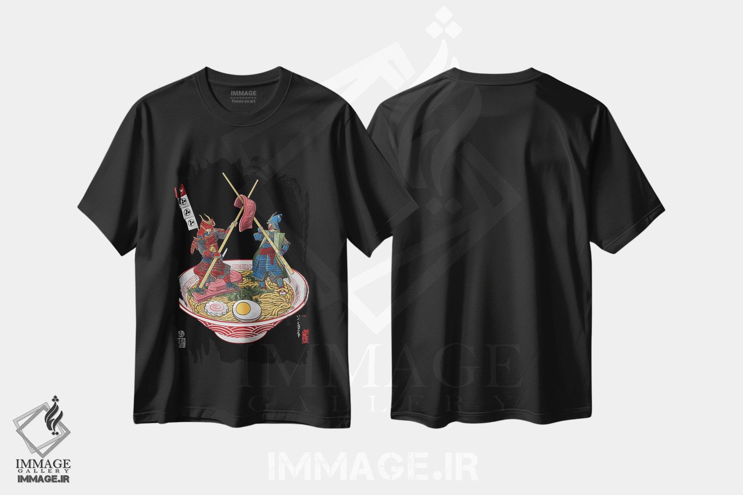 تیشرت طرح دار دوئل سامورایی بر سر رامن، هنر دیجیتال اثر آلبرتو پرز | فروشگاه ایماژ