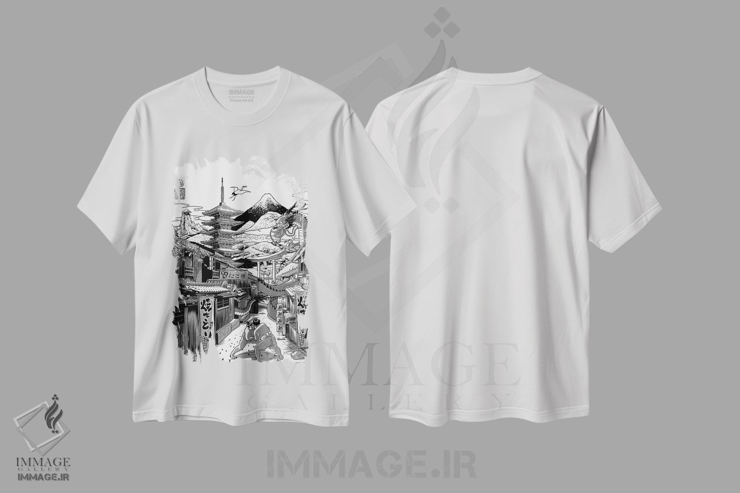 تیشرت طرح دار کوچه ای در ژاپن با اژدها، دکور آسیایی اثر آلبرتو پرز | immage.ir