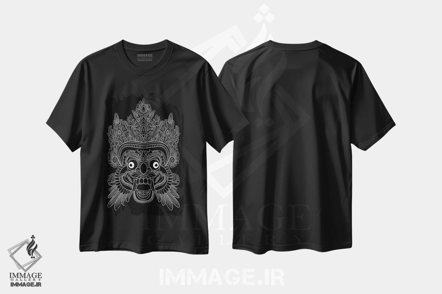 تیشرت طرح دار مجسمه مینیمالیستی از اندونزی، دکور آسیایی اثر آلبرتو پرز | فروشگاه ایماژ