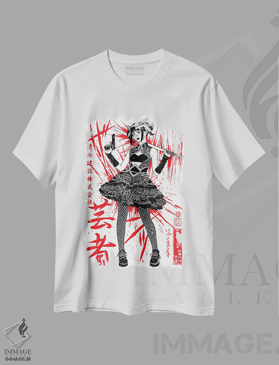 تیشرت طرح دار دانش آموز دختر ژاپنی، جنگجوی خونین، دکور آسیایی اثر آلبرتو پرز | immage.ir