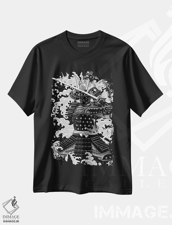 تیشرت طرح دار سامورایی یاکوزا با تتو، دکور آسیایی اثر آلبرتو پرز | فروشگاه ایماژ
