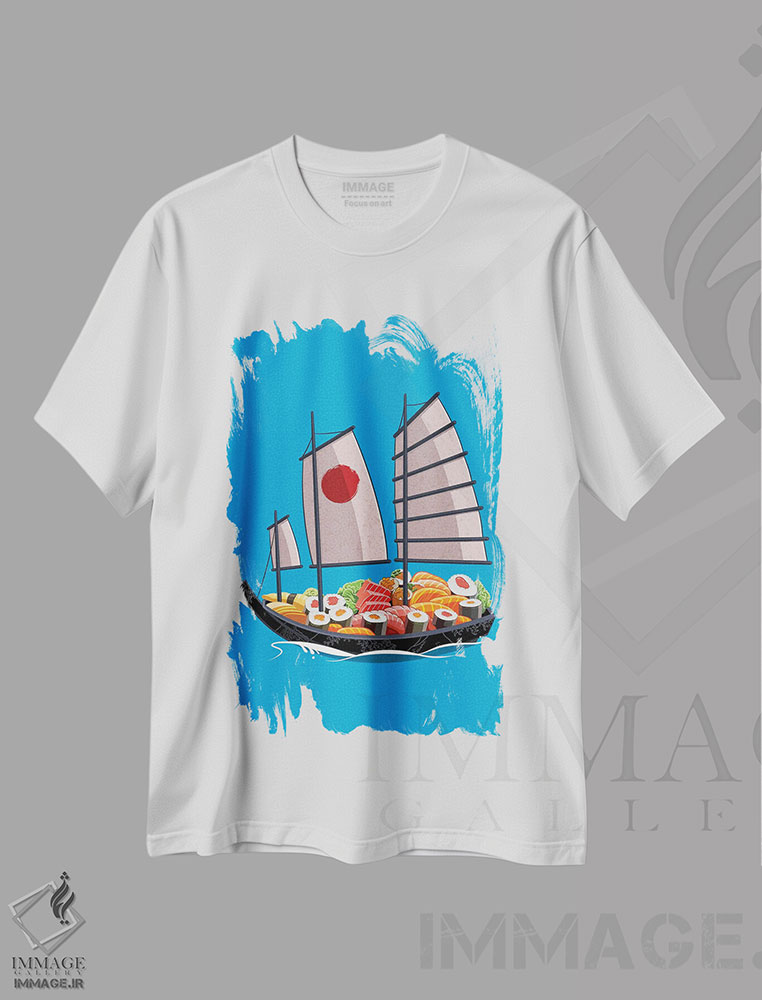 تیشرت طرح دار قایق سوشی ژاپنی، دکور آسیایی اثر آلبرتو پرز | immage.ir