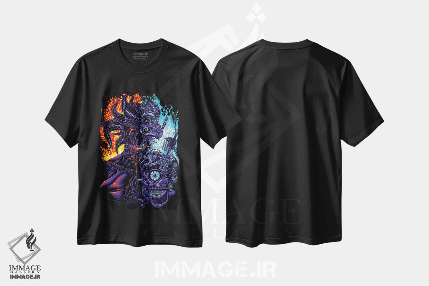 تیشرت طرح دار ربات در برابر شیطان، دکوراسیون جایگزین اثر آلبرتو پرز | فروشگاه ایماژ