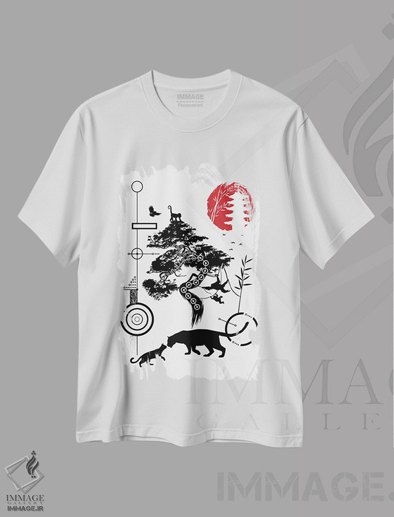تیشرت طرح دار دایره های هندسی طبیعت گربه سانان، دکوراسیون جایگزین اثر آلبرتو پرز | immage.ir