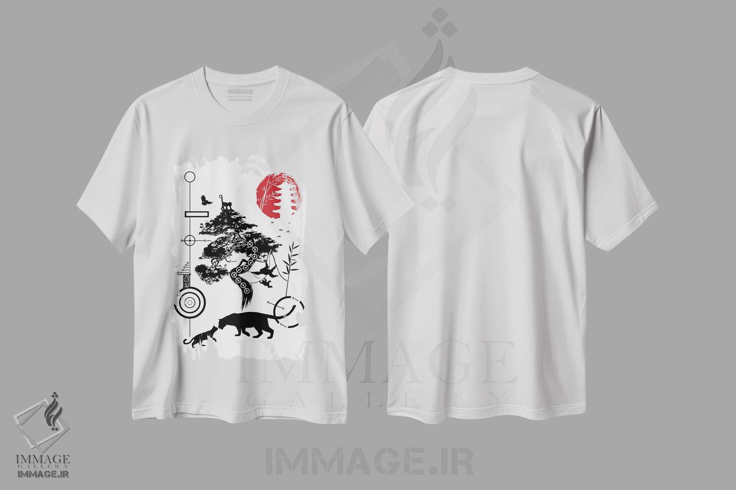 تیشرت طرح دار دایره های هندسی طبیعت گربه سانان، دکوراسیون جایگزین اثر آلبرتو پرز | immage.ir