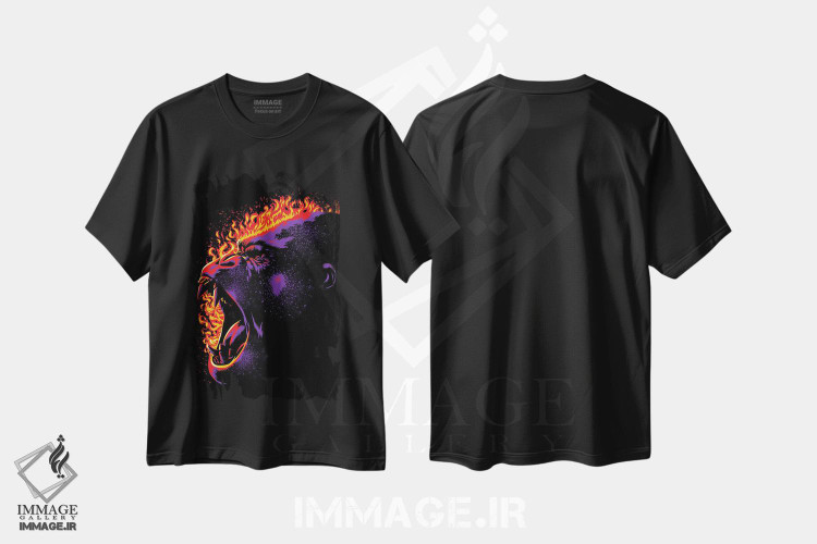 تیشرت طرح دار گوریل آتش گرفته، دکوراسیون جایگزین اثر آلبرتو پرز | فروشگاه ایماژ