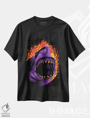 تیشرت طرح دار کوسه آتشین، دکوراسیون جایگزین اثر آلبرتو پرز | فروشگاه ایماژ