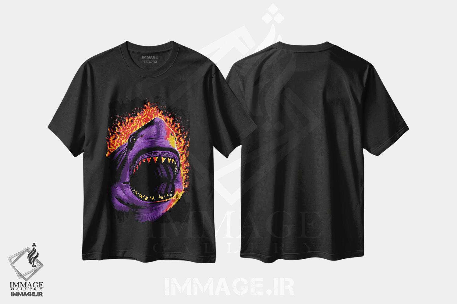 تیشرت طرح دار کوسه آتشین، دکوراسیون جایگزین اثر آلبرتو پرز | فروشگاه ایماژ