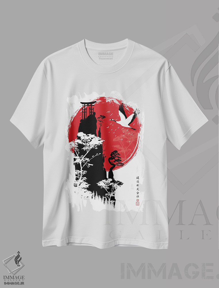 تیشرت طرح دار کوه ژاپن، دکور آسیایی اثر آلبرتو پرز | immage.ir