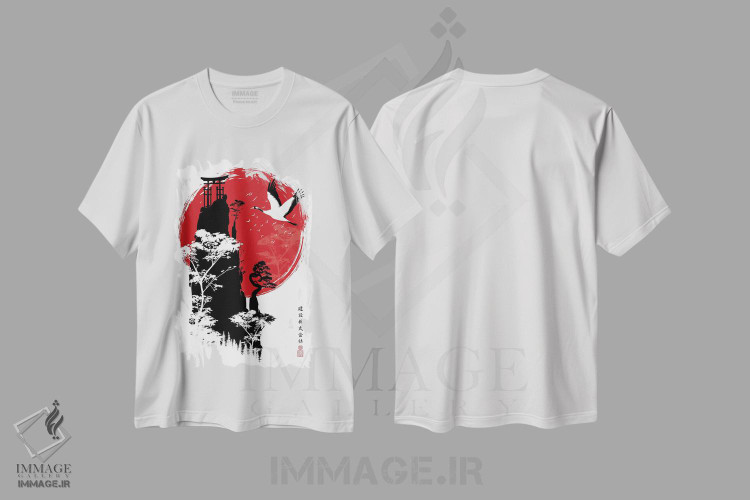 تیشرت طرح دار کوه ژاپن، دکور آسیایی اثر آلبرتو پرز | immage.ir