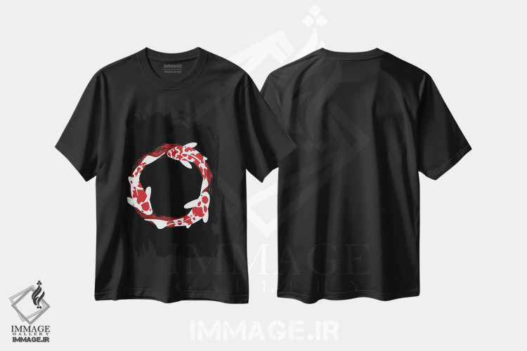 تیشرت طرح دار دایره ماهی کپور ذن، دکور آسیایی اثر آلبرتو پرز | فروشگاه ایماژ