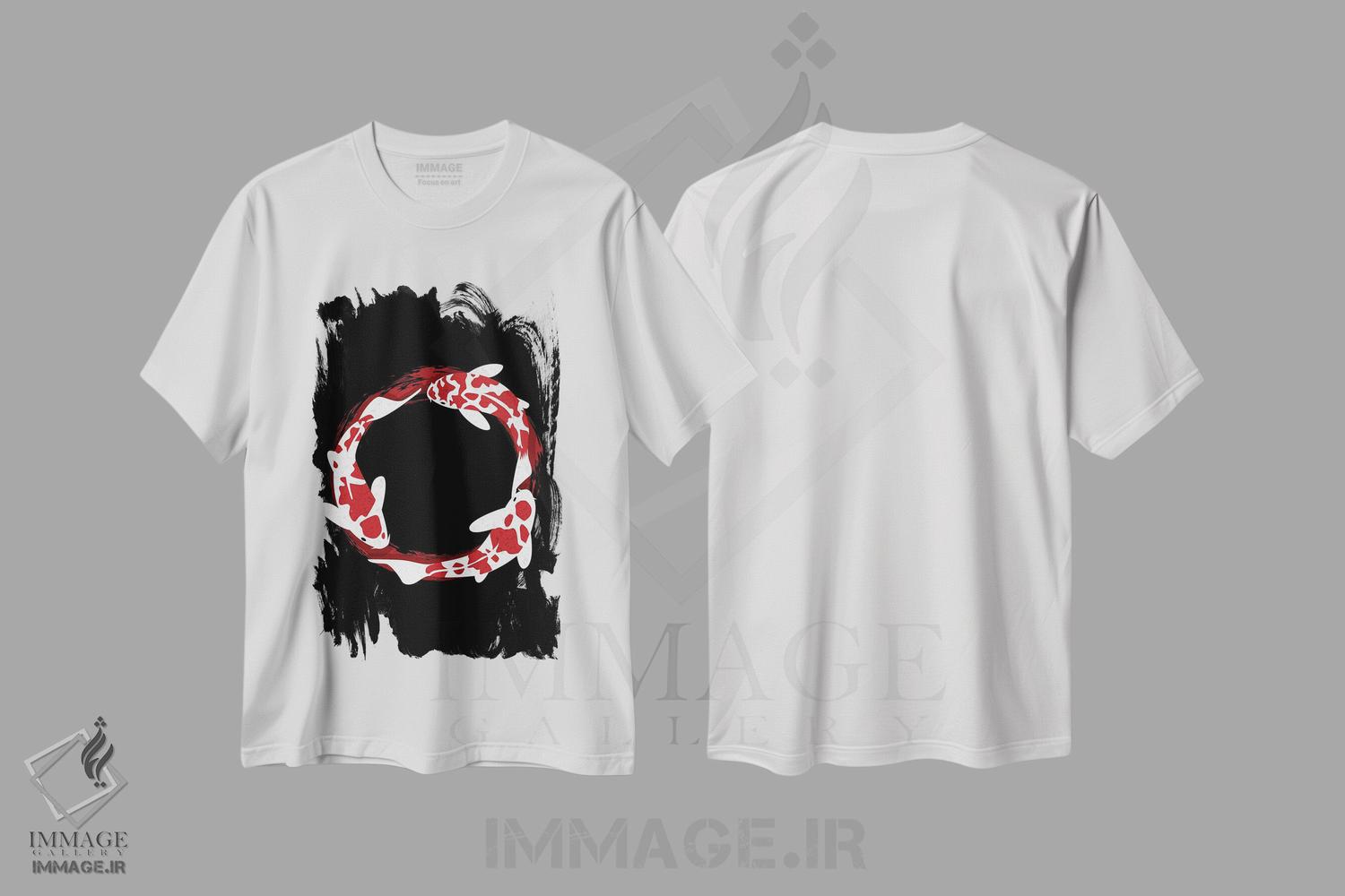 تیشرت طرح دار دایره ماهی کپور ذن، دکور آسیایی اثر آلبرتو پرز | immage.ir