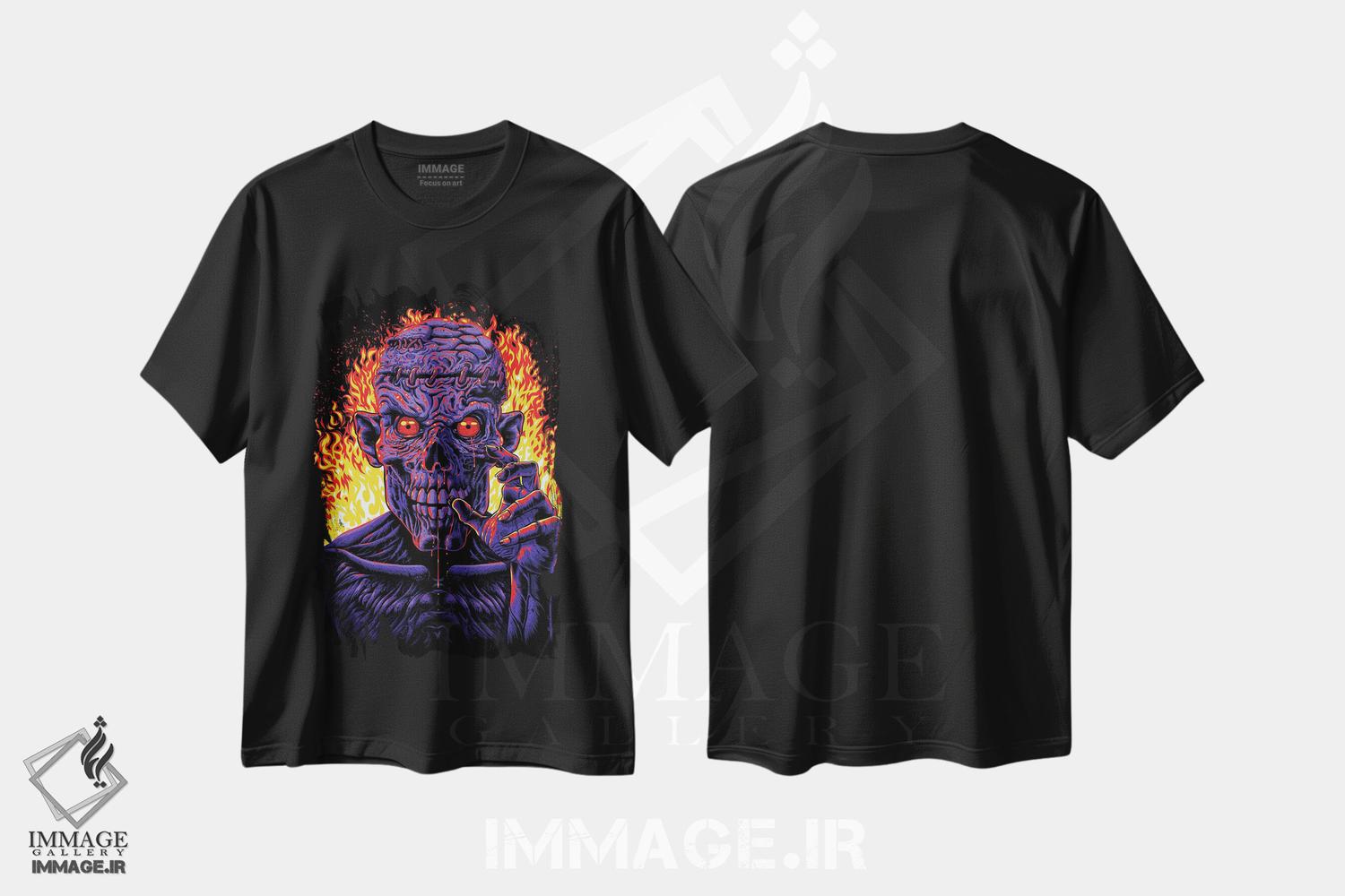 تیشرت طرح دار زامبی در آتش، دکوراسیون جایگزین اثر آلبرتو پرز | فروشگاه ایماژ