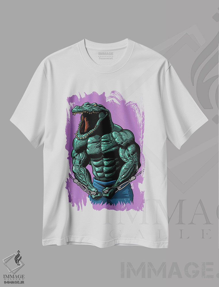 تیشرت طرح دار تمرین کروکودیل، هنر دیجیتال اثر آلبرتو پرز | immage.ir