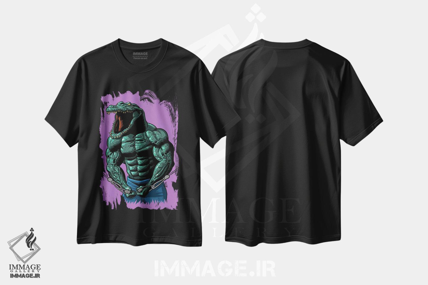 تیشرت طرح دار تمرین کروکودیل، هنر دیجیتال اثر آلبرتو پرز | فروشگاه ایماژ