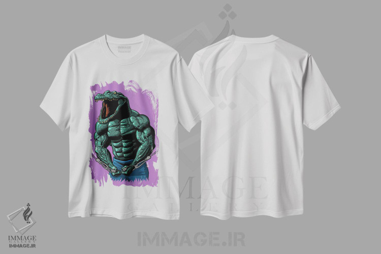 تیشرت طرح دار تمرین کروکودیل، هنر دیجیتال اثر آلبرتو پرز | immage.ir