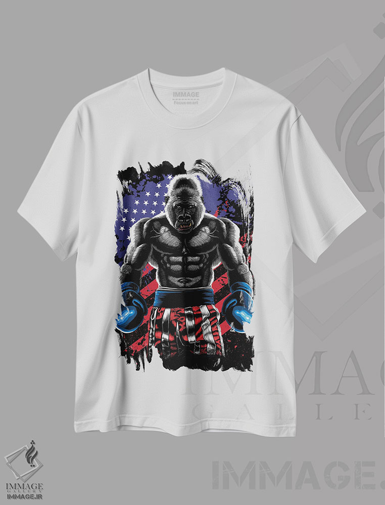 تیشرت طرح دار گوریل بوکسور، هنر دیجیتال اثر آلبرتو پرز | immage.ir