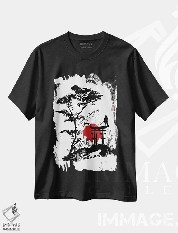 تیشرت طرح دار منظره مینیمالیستی ژاپنی، دکور آسیایی اثر آلبرتو پرز | فروشگاه ایماژ