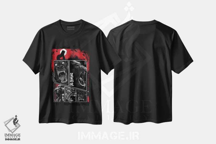 تیشرت طرح دار گوریل کمیک، دکور آسیایی اثر آلبرتو پرز | فروشگاه ایماژ