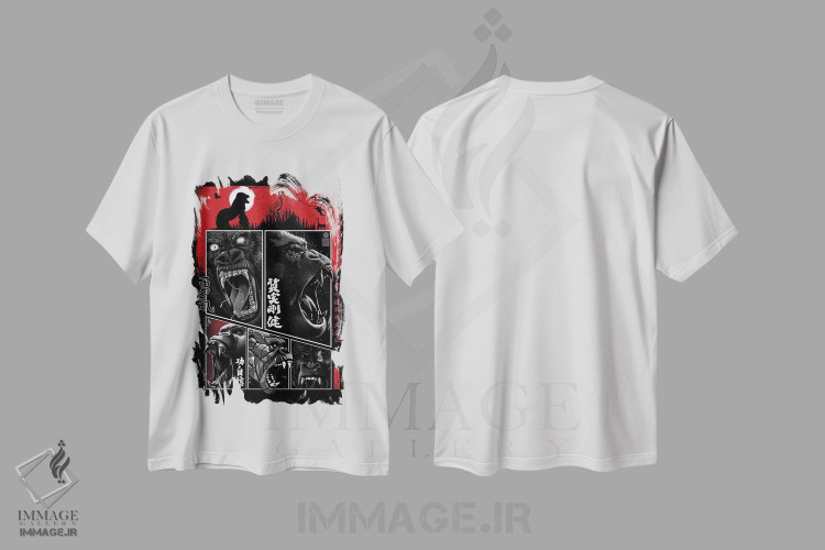 تیشرت طرح دار گوریل کمیک، دکور آسیایی اثر آلبرتو پرز | immage.ir