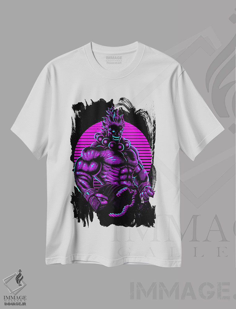 تیشرت طرح دار مبارز خبیث رترو، هنر دیجیتال اثر آلبرتو پرز | immage.ir