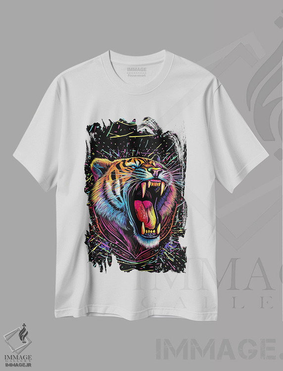 تیشرت طرح دار ببر روانگردان خسته و فریادزن، دکوراسیون جایگزین اثر آلبرتو پرز | immage.ir