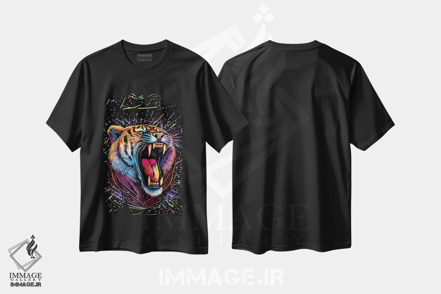 تیشرت طرح دار ببر روانگردان خسته و فریادزن، دکوراسیون جایگزین اثر آلبرتو پرز | فروشگاه ایماژ